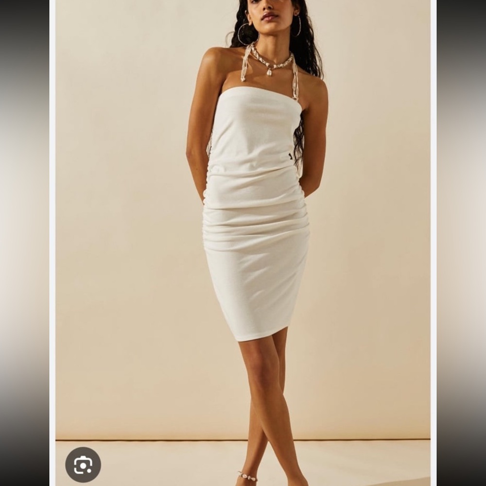 Free People Cornelia ruched mini Strapless dress Xs White
